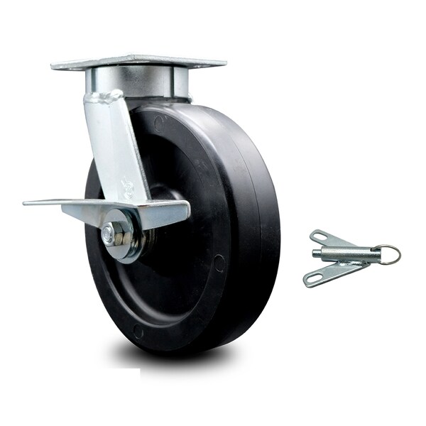 8 Inch Kingpinless Polyolefin Wheel Swivel Caster with Brake and Swivel Lock SCC